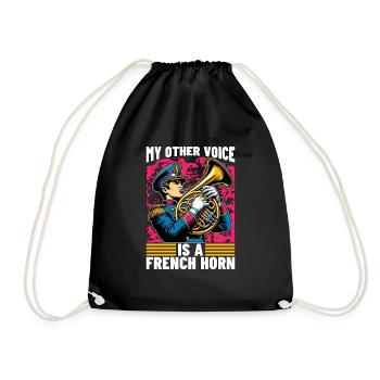French Horn My Other Voice Is A Brass Instrument - Drawstring Bag - black - Front