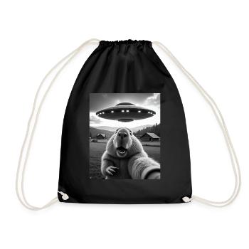 Selfie Capybara avec OVNI Capybara Cadeaux - Sac de sport léger - noir - Devant