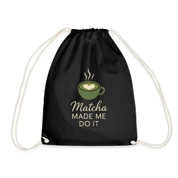 Matcha Aesthetic Latte Soft Girl Tea Over Coffee - Drawstring Bag - black - Front