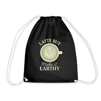 Matcha Aesthetic Latte Soft Girl Tea Over Coffee - Drawstring Bag - black - Front