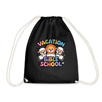Cute Vacation Bible School Animal VBS - Drawstring Bag - black - Front