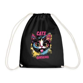 Chats Heartbreaker Miaou, Rétro, Vintage, Chat, Maman, Amour - Sac de sport léger - noir - Devant