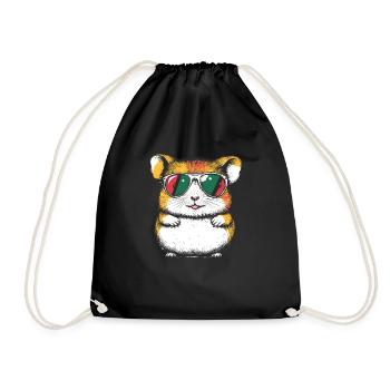 Cooler Hamster mit Brille - Turnbeutel - Schwarz - Vorne