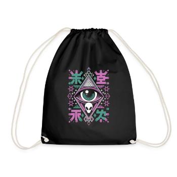Mysterious Future Alien Eye Geometric Design - Drawstring Bag - black - Front
