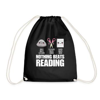 Nothing Beats Reading - Drawstring Bag - black - Front