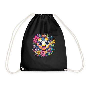 Ballon de football coloré avec des fleurs - Sac de sport léger - noir - Devant