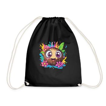 Happy Coconut Colorful - Drawstring Bag - black - Front