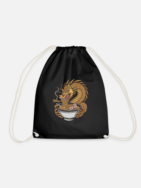 Dragons and Ramen: A Harmonious Fusion of the - Drawstring Bag - black