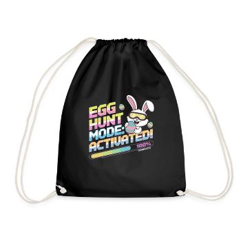 Egg Hunt Mode: Enabled - Easter Bunny Fun for - Drawstring Bag - black - Front