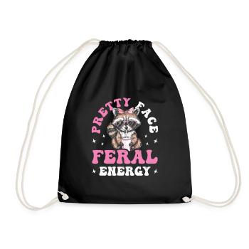 Drôle mignon raton laveur sauvage Mème - Sac de sport léger - noir - Devant