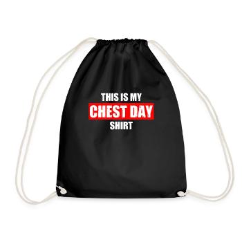 Chest day Bodybuilding Bodybuilder Gym Weight Lifting - Drawstring Bag - black - Front