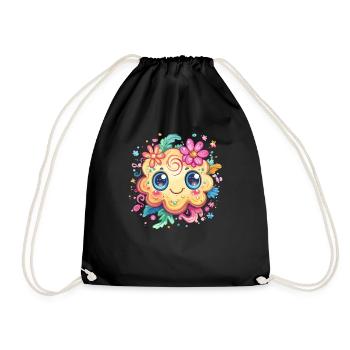 Biscuit avec sourire fleuri - Sac de sport léger - noir - Devant
