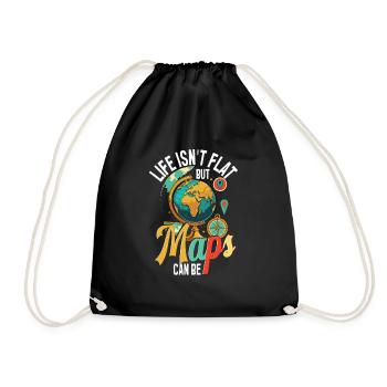 Geographic Information Systems Life Isn't Flat - Drawstring Bag - black - Front