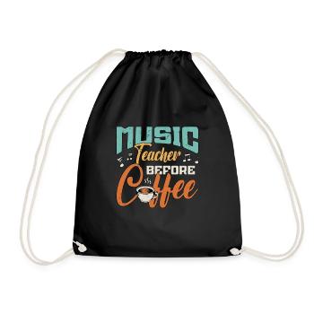 Music Teacher Before Coffee Composer Coffee Lover - Drawstring Bag - black - Front