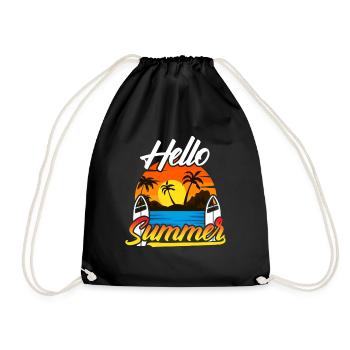 Hello Summer Sunset Design - Drawstring Bag - black - Front