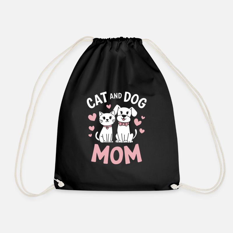 Katzen Hunde Mama Tierliebe Design - Turnbeutel - Schwarz