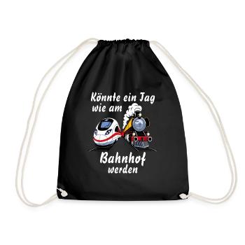 TRAIN Could be a day like at the train station - Drawstring Bag - black - Front