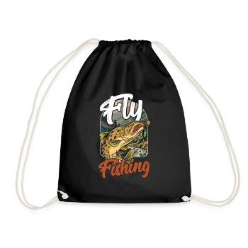Truite Pêche à la mouche Nature Faune Pêcheur - Sac de sport léger - noir - Devant