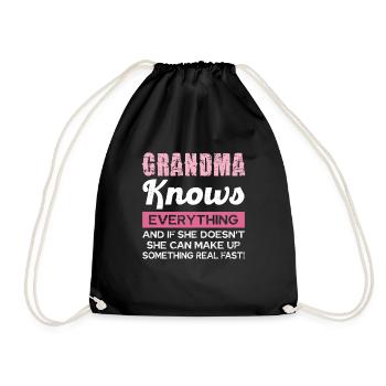 Grandmother knows everything and finds solutions - Drawstring Bag - black - Front