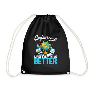 Geographic Information Systems Contur Lines - Drawstring Bag - black - Front