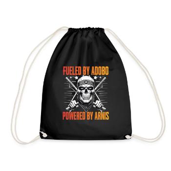Escrima Fueled By Adobo Powered By Arnis - Drawstring Bag - black - Front