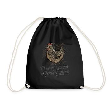 Chickens Chicken Jesus Saying Gift Idea Farmer - Drawstring Bag - black - Front