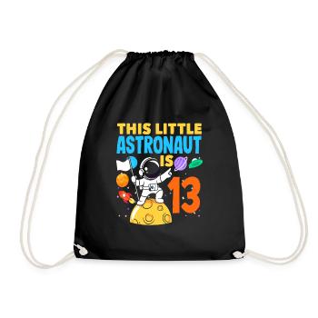 This little astronaut will be 13 years old - Drawstring Bag - black - Front