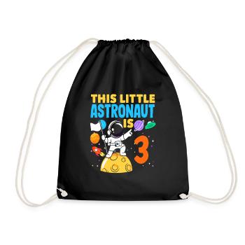 Little astronaut is 3 years old - Drawstring Bag - black - Front