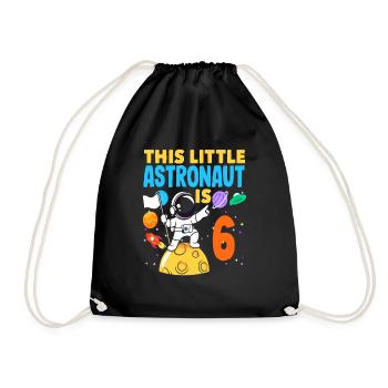 Little astronaut turns 6 years old - Drawstring Bag - black - Front
