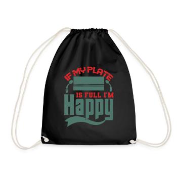 If My Plate is Full, I'm Happy Design - Turnbeutel - Schwarz - Vorne