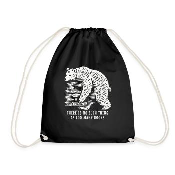Funny book lover bear statement for book fan - Drawstring Bag - black - Front