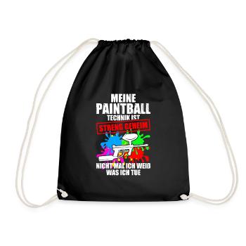 Paintball Technik Gotcha Paintballspieler - Turnbeutel - Schwarz - Vorne