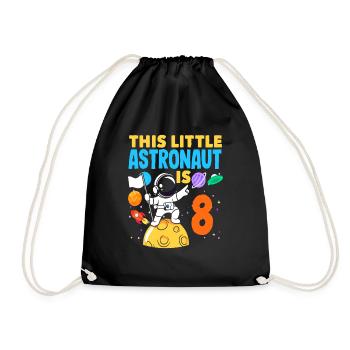 This little astronaut turns 8 years old - Drawstring Bag - black - Front