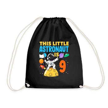 This little astronaut is nine years old - Drawstring Bag - black - Front