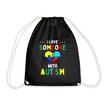 I Love Someone with Autism - Drawstring Bag - black - Front
