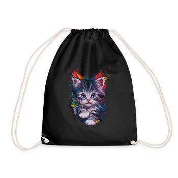Colorful Cat Artwork Vivid and Unique - Drawstring Bag - black - Front
