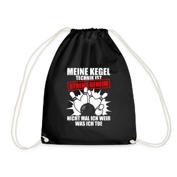 My Bowling Technique Bowling Bowlers Sports Bowlers - Drawstring Bag - black - Front