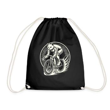 Cats Bicycle Design for Women with Humor - Drawstring Bag - black - Front