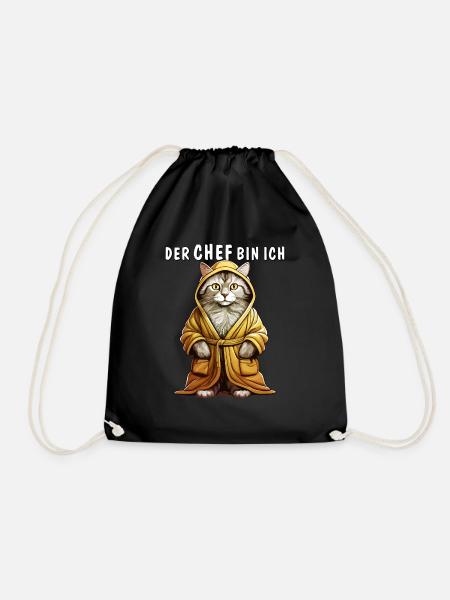 KATZE BADEMANTEL DER CHEF BIN ICH - Turnbeutel - Schwarz