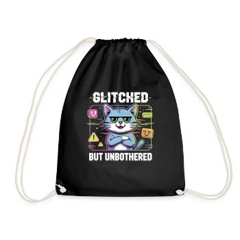 Glitch Cat - Erreur dans le système - Je m’en fiche - Sac de sport léger - noir - Devant