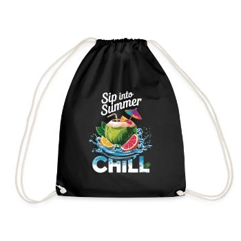 Sommer, Sonne, Chill - Sip into Summer - Turnbeutel - Schwarz - Vorne