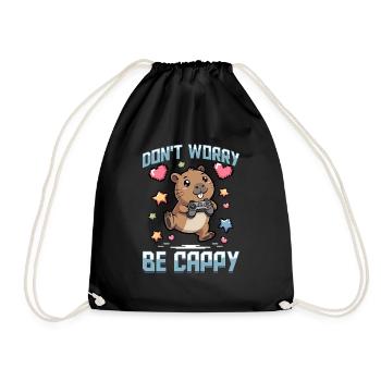 Capybara Gamer Gaming - Turnbeutel - Schwarz - Vorne