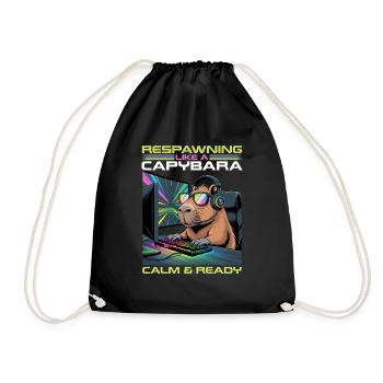 Capybara PC Gamer Gaming - Turnbeutel - Schwarz - Vorne