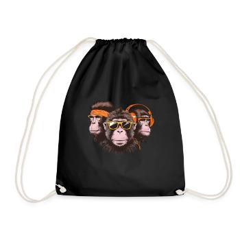 Des singes cool avec des lunettes de soleil et des écouteurs - Sac de sport léger - noir - Devant