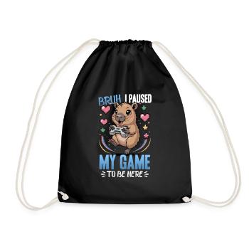 Capybara Gamer Gaming - Turnbeutel - Schwarz - Vorne