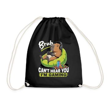 Capybara Gamer Gaming - Turnbeutel - Schwarz - Vorne