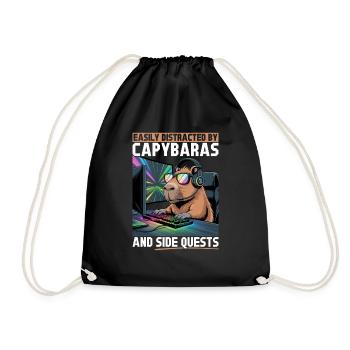 Capybara PC Gamer Gaming - Turnbeutel - Schwarz - Vorne