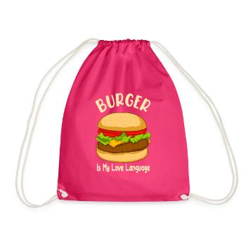 Burger is My Love Language - Food Design - Turnbeutel - Fuchsia - Vorne