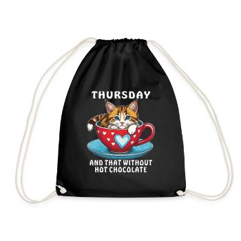 CAT MUG THURSDAY AND THAT WITHOUT HOT - Drawstring Bag - black - Front