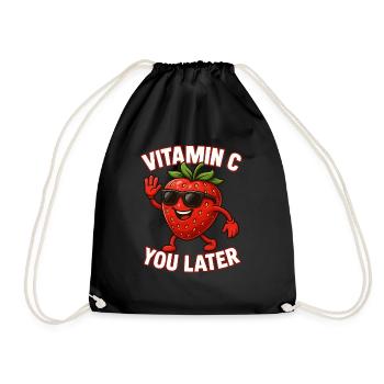 Strawberry Vitamin C Fruit Funny - Drawstring Bag - black - Front